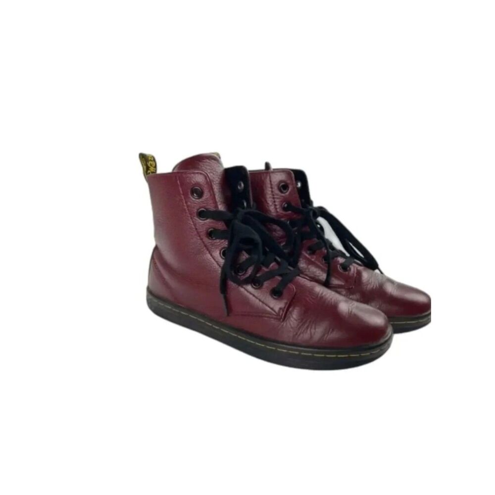Dr. Martens Leyton Burgundy Combat Boots - Size 6